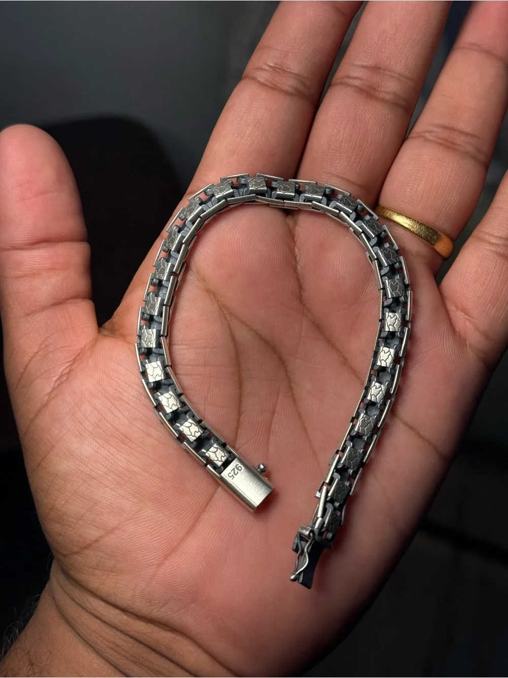 925 Sterling Silver Handmade Black Oxidized Bracelet 8.9